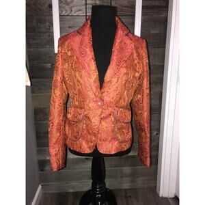 Ninety paisley tapestry orange blazer suit jacket size 4